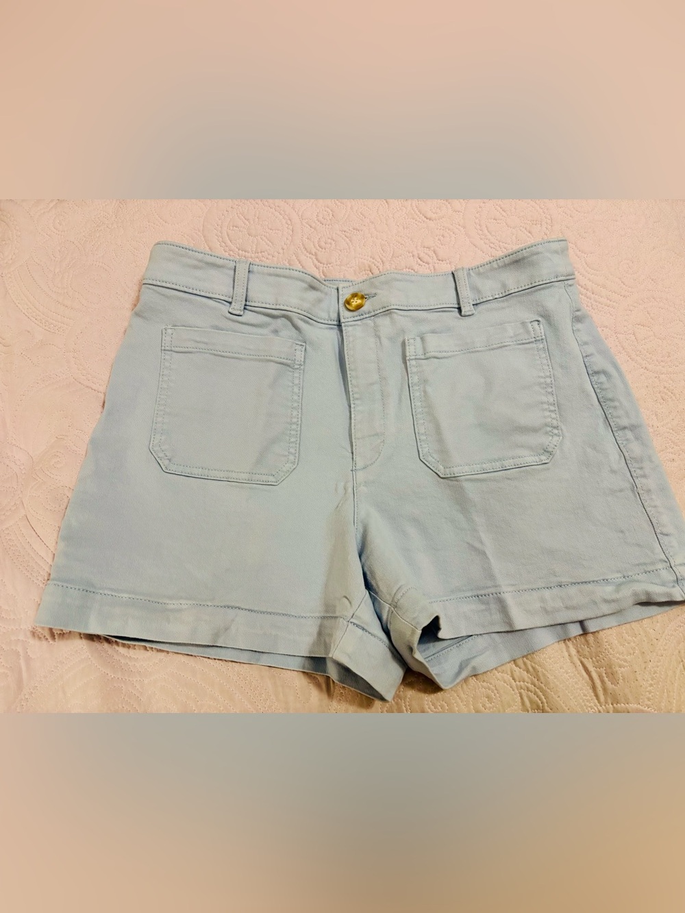 LOFT Pale Blue Palmer Twill Shorts with Front Patch Pockets Size 12 EUC